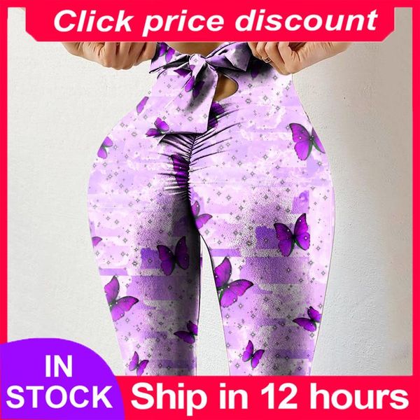 

40# 2021 summer butterfly print yoga pants leggings women high waist stretch strethcy fitness workout bandage outfit