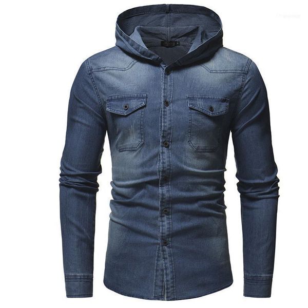 

men style combat men's shirt long sleeve casual denim cotton soft jeans social plus size -3xl blue & black1, White;black