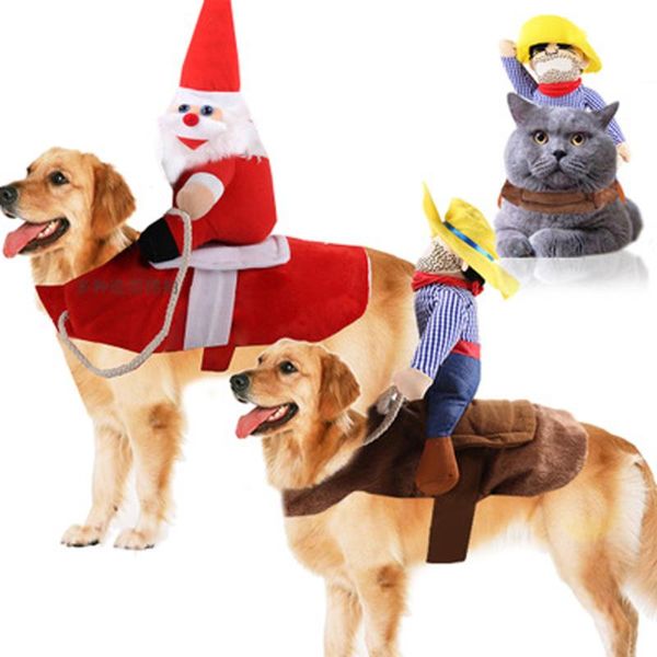 

dog apparel cat pet suit clothing winter coat fashion cowboy santa claus pirate riding clothes funny amusing small medium large