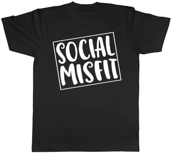 

social misfit funny mens t-shirt, White;black