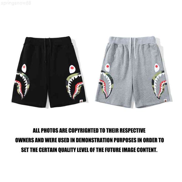 

shorts ready to go 21ss summer ape camouflage side shark men's and women's casual brand capris, White;black