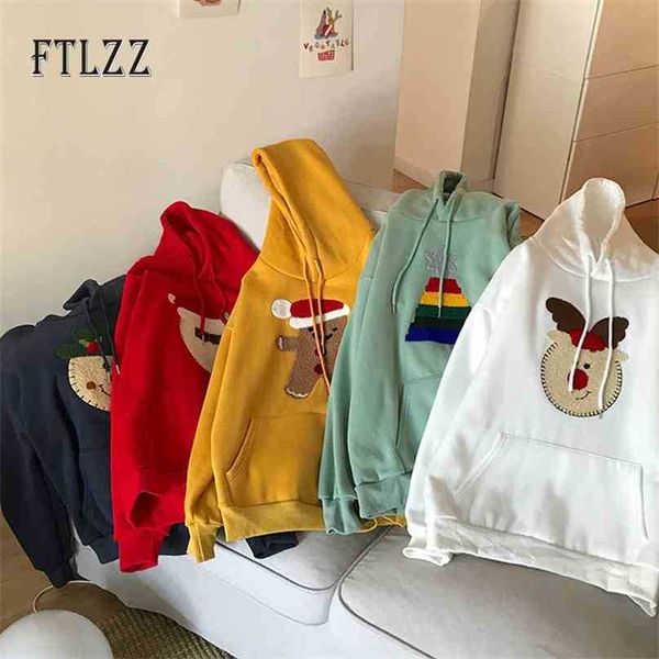 

ulzzang harajuku hoodies women long sleeve hooded casual korean shirt autumn winter fleece pullover cute christmas sweatshirts 210525, Black