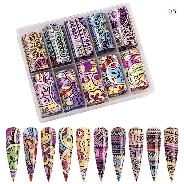 

10 colors/set transfer foil adhesive paper nail stickers holo starry sky uv gel nails art decoration accessories tools1, Black