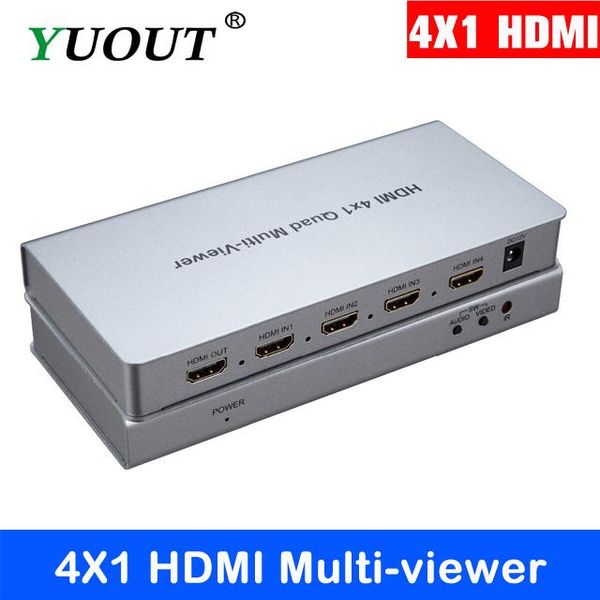

audio cables & connectors yuout multi-viewer quad multiviewer 4x1 seamless switcher 3d&full hd1080p with remote&12v power supply