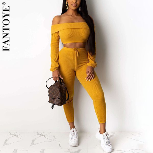 

women's tracksuits women crop and pants set jumpsuit casual off-shoulder female lace up two piece streetwear outfits uwqm, Gray