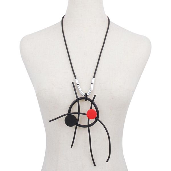 

red wood bead pendant necklace statement metal hollow tube chain rubber female light weight original jewelry chains, Silver