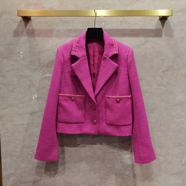 

women's jackets arrival in the fashion of women blazer 2021 fall pockets 100% lining silk tweed coat c420, Black;brown