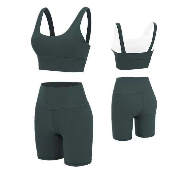 

yoga outfit breathable gym set sports bra shorts solid stripes comfortable workout clothes two-piece tights suit women fitness crop top