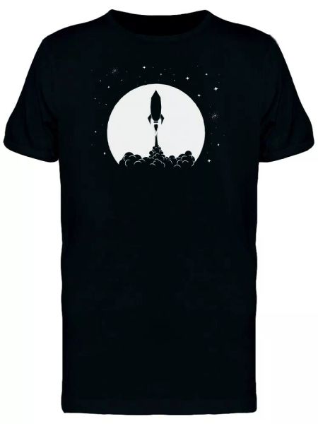 

takeoff of rocket on moon tee men's -image by shutterstock, White;black