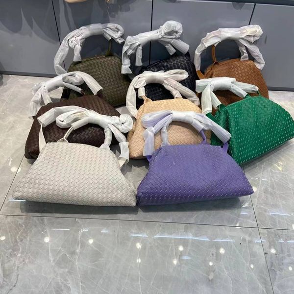 

purseknitting clip large capacity handbag versatile one shoulder cow leather women's bag