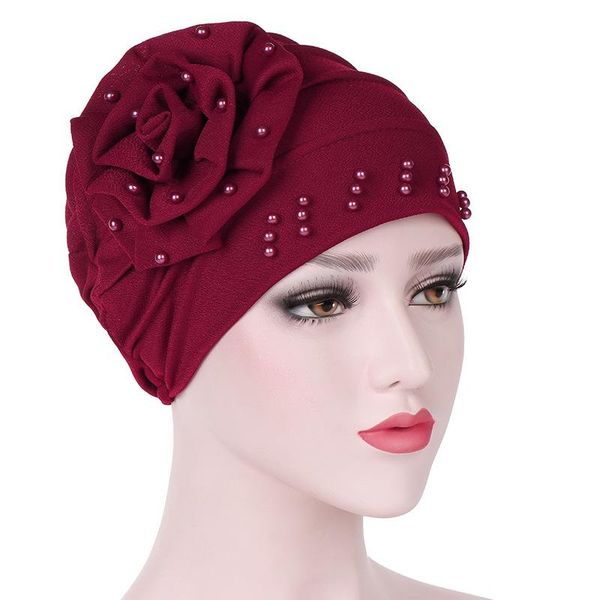 

beanie/skull caps high-quality european and american printing brushed milk silk muslim turban hat with floral cloth short braid baotou, Blue;gray