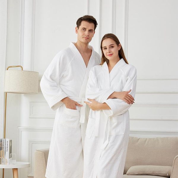 

women's sleepwear cotton towel terry couple robe kimono bathrobe gown loose casual nightgown white long sleeve nightwear women homewear, Black;red