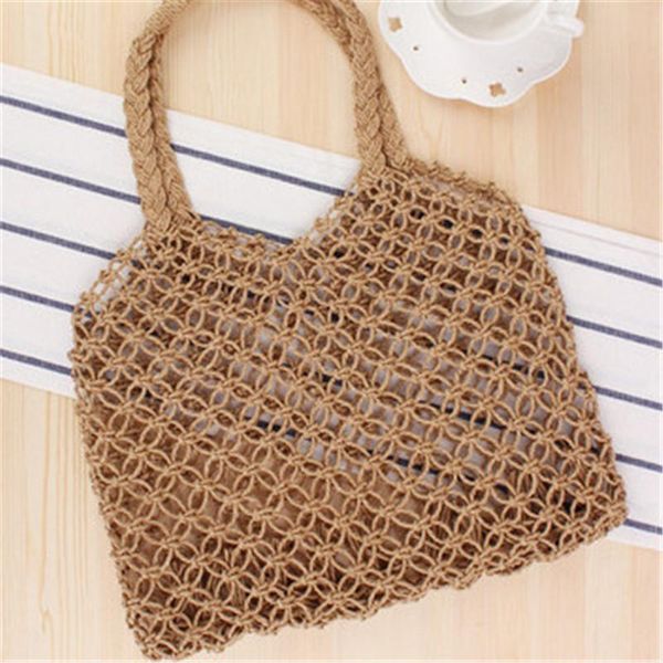 

hollow straw handmade paper rope beach woven net bags shoulder