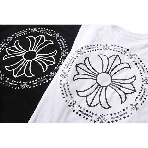 

brand 21ss fashion brand new ch kro sanskrit half sleeve t-shirt with cross print, White;black