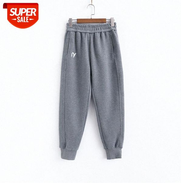 

011640 women's embroidered letters plus velvet sweatpants loose-fitting thickened harem pants slimming casual tide #uh2t, Black;gray