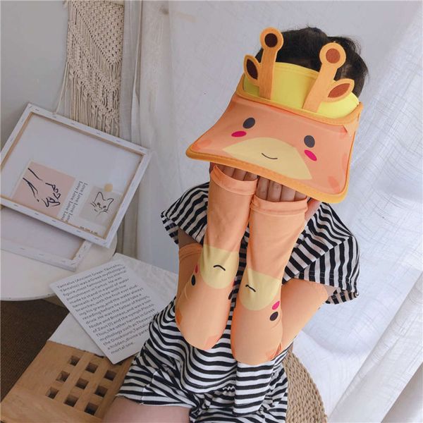 

summer boys and girls cartoon empty cap sun protection ice sleeve set silk