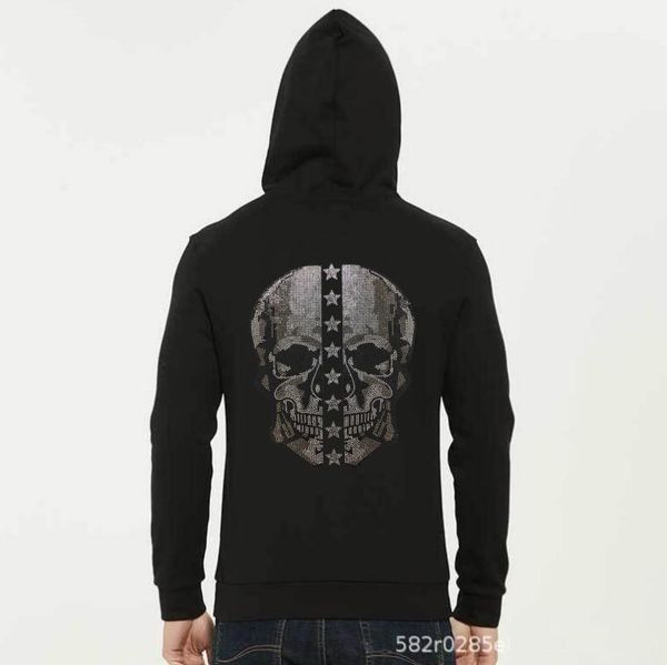 

rhinestone hoodie cotton men brand pullover hooded, Black