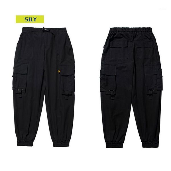 

black cargo pants men hip hop autumn harem pant streetwear harajuku jogger sweatpant cotton trousers male men's