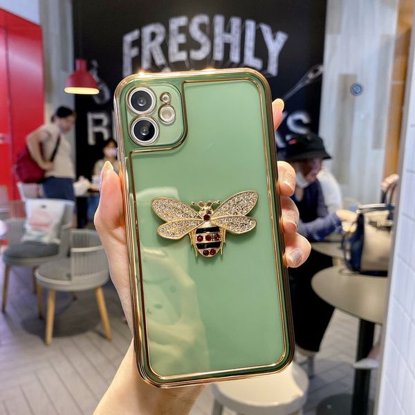 

3d diamond bee chrome clear soft tpu phone cases for iphone 12 11 pro promax x xs max 7 8 plus case cover