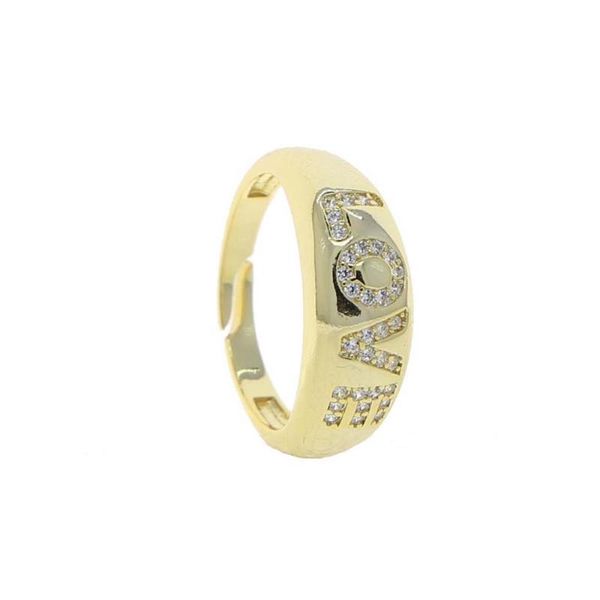 

wedding rings 2021 cz crecent letter love ring for women jewelry gold color open adjust size brand finger zircon delicate gift, Slivery;golden