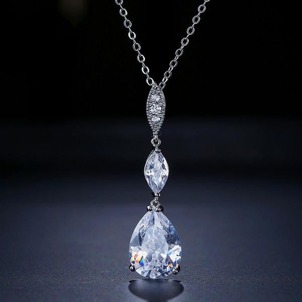 

pendant necklaces summer fashion simple style inlaid zircon necklace lady temperament engagement travel jewelry gift, Silver