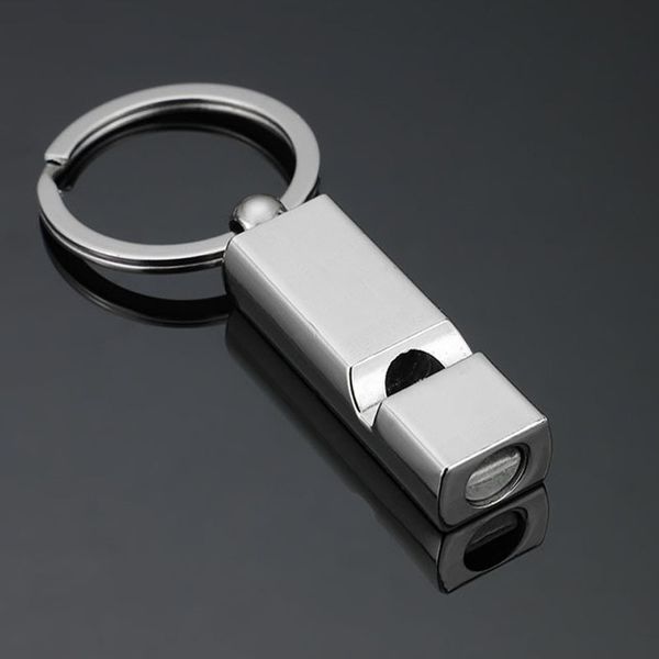 

creative gift personality square whistle metal car advertising waist hanging key ring chain pendant accessories, Slivery;golden