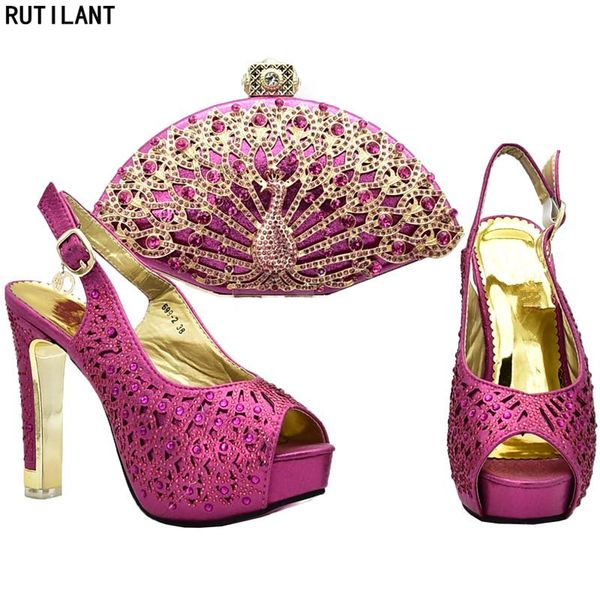 

dress shoes arrival ladies italian and bag set decorated with rhinestone latest women african party pumps, Black