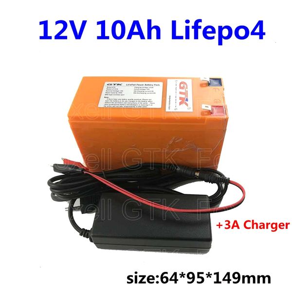 Batteria al litio motore 12v cc 12v 10ah pacco batteria ricaricabile lifepo4 con BMS per fotocamera dispositivo medico 12v ebike + caricabatterie 3A