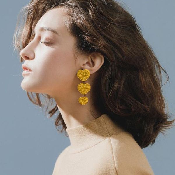 

dangle & chandelier 2021 trend jewelry earrings colorful heart for female vintage drop fashion gift, Silver