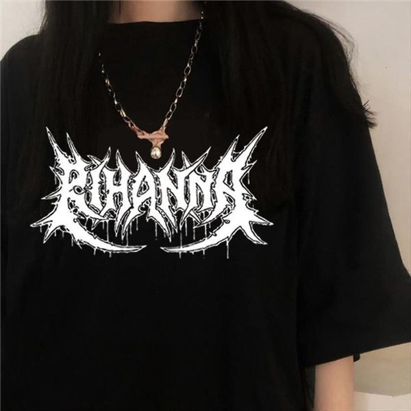 

punk graphic harajuku print summer women t shirt casual loose short sleeve tee y2k vintage gothic ulzzang top, White