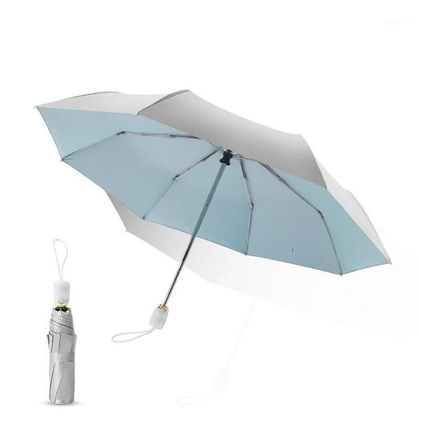 

umbrellas three-folding titanium silver sun umbrella uv-proof sunny and rainy ultra-light automatic1