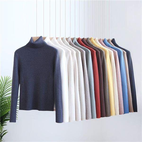 

women sweater autumn winter sets of high-necked turtleneck versatile slim-fitting tight female bottoming shirt 210520, White;black