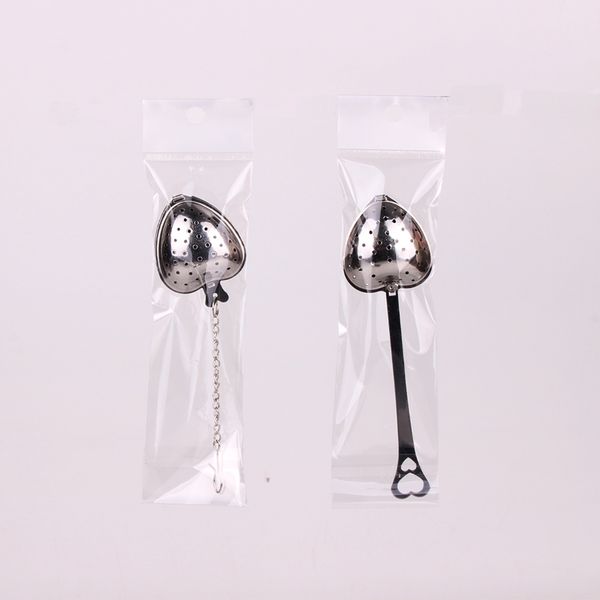 

heart shape stainless steel tea infuser kitchen tools strainer filter long handle spoons wedding party gift favor with opp retail pack