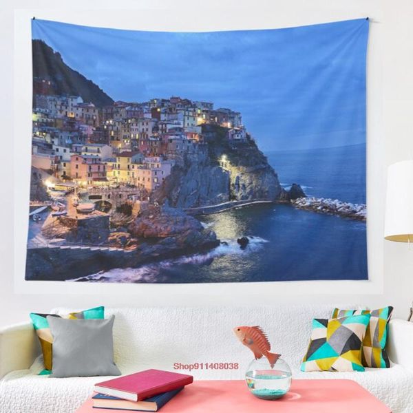 

tapestries cinque terre italy sunset ocean cliffs tapestry wall hanging for living room beach towel blanket