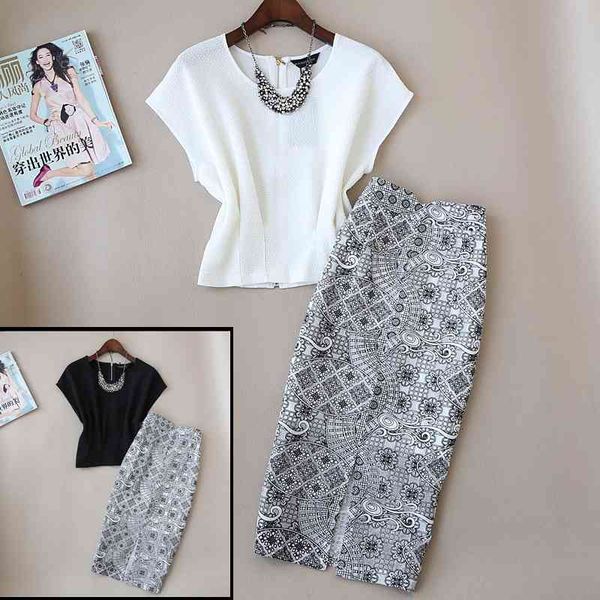 

two piece dress conjunto feminino duas peÃ§as, veste verÃ£o, novo, moda feminina, slim ol, temperamento pequeno, camisa e saia cintura alta, 2, White
