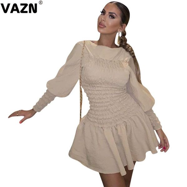 

solid o-neck sweet women slim elegant female full sleeve dress a-line shinny young lady casual dresses, Black;gray