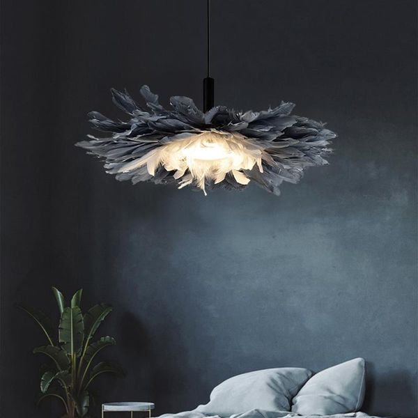 

chandeliers feather chandelier nordic ins style suspension light design warm art modeling children's lamp kitchen exhibition home