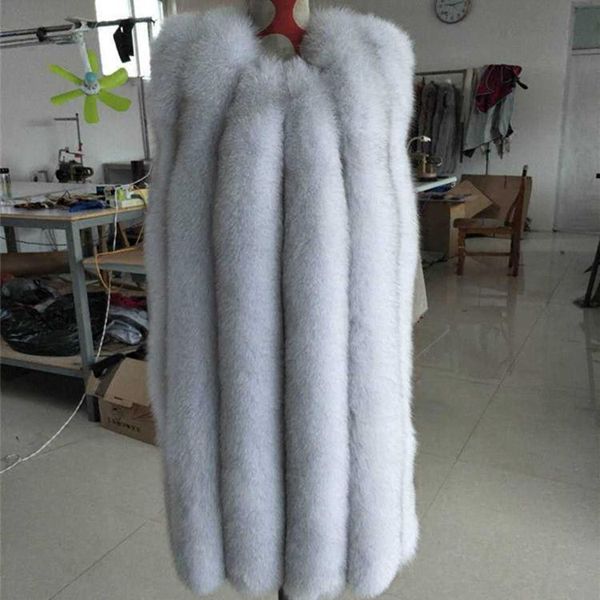 

women fashion natural real fur coat long paragraph vest strip women's & faux, Black