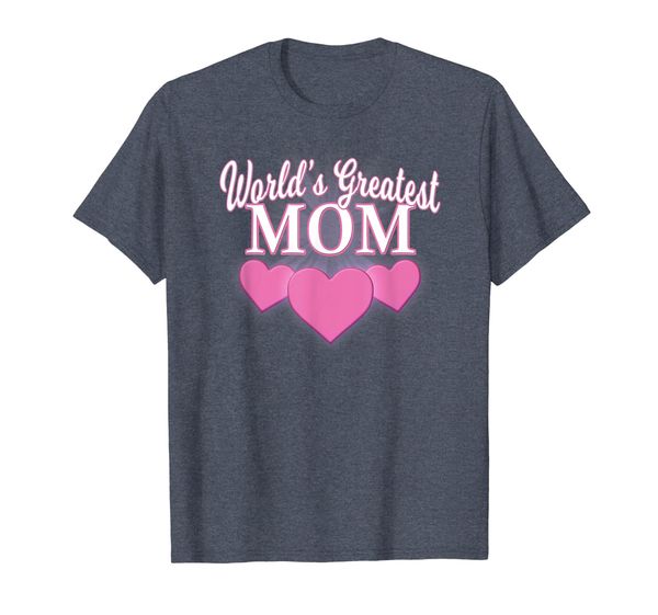 

world's greatest mom mother's day triple heart t shirt, White;black