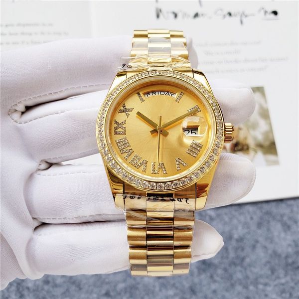 

designer classic luxury fashion automaticdi amond watch size 36mm sapphire glass a ladies' favorite christmas gift, Slivery;golden