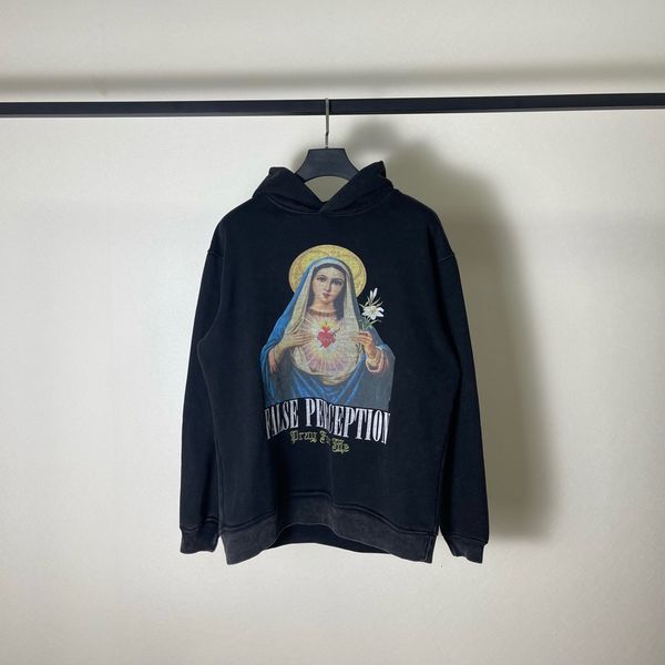 

men's hoodies & sweatshirts false perception plus velvet men one and 653061 supersized sweatpants quality vintage washed distressed har, Black