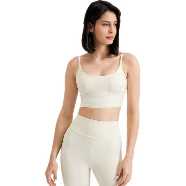 

yoga outfit product shiny thin shoulder straps sports bra women quick-drying vest outdoor running fitness dance
