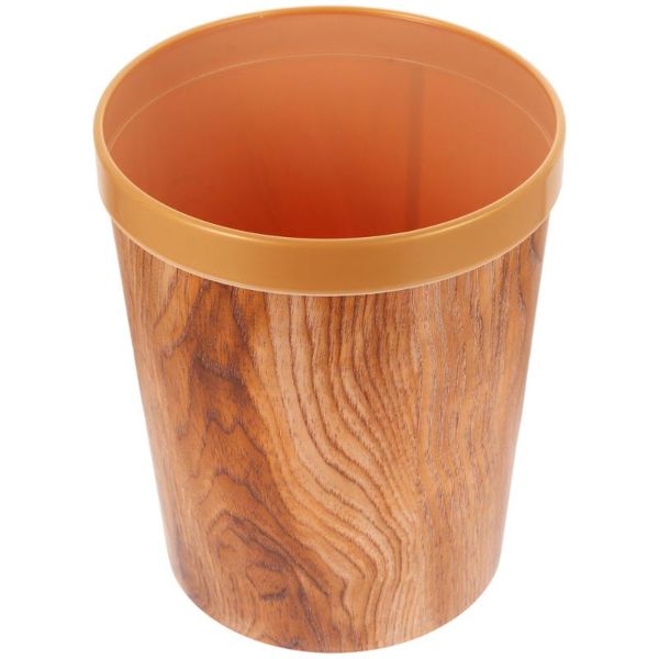 

waste bins 1pc woodgraining rubbish can vintage trash imitated non-slid wood