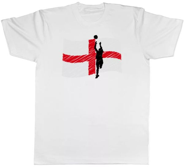 

england netball mens t-shirt, White;black