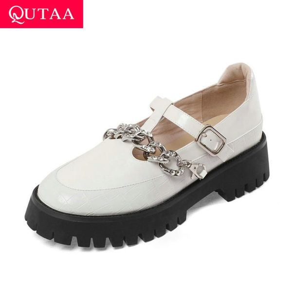 

metal decoration round toe fashion square heel female shoes spring cow patent leather buckle women pumps size 34-40 dress, Black