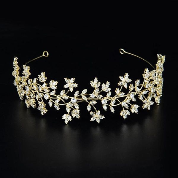 

hair clips & barrettes luxury crystals rhinestones cubic zircon wedding tiara cz bridal princess pageant party crown bridesmaids accessories, Golden;silver