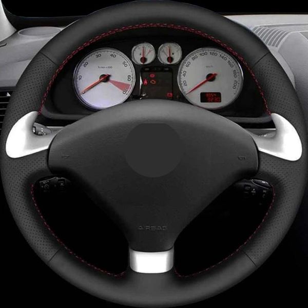 

steering wheel covers diy black faux leather car accessories cover for 307 cc 2004-2009 sw 407