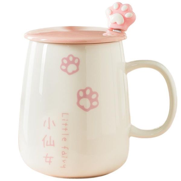 

mugs 420ml cute cat cartoon moon ceramic drinking cup creative breakfast milk coffee mug with lid spoon for girl gift