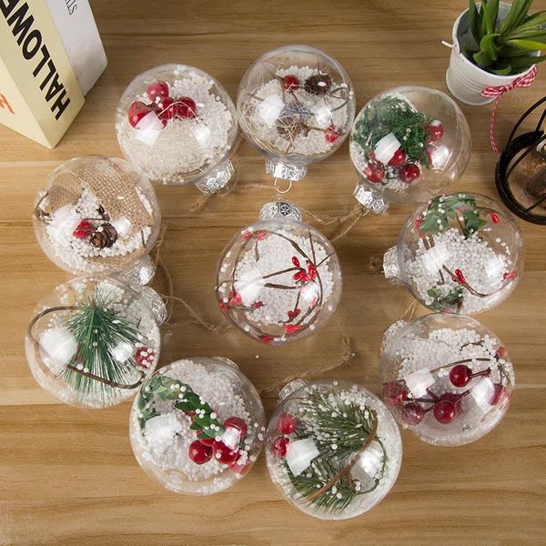 

party decoration 80mm christmas tree ornaments transparent diy ball festival pendant gift hollow
