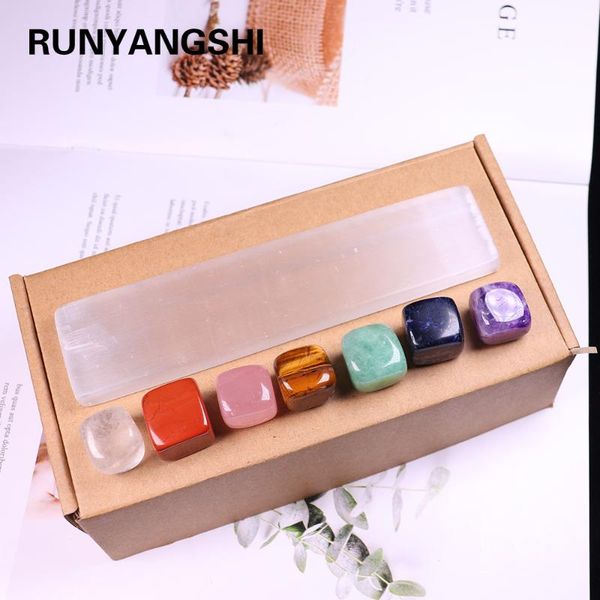 

decorative objects & figurines natural crystal quartz seven color chakra healing stone gemstone with gypsum base home furnishings